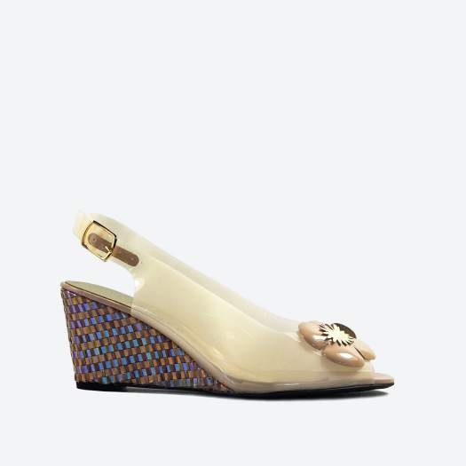 Escarpins Ouverts AZUREE CANNES - Talons Moyen En Cuir Et Plastique Transparent - Taille 37